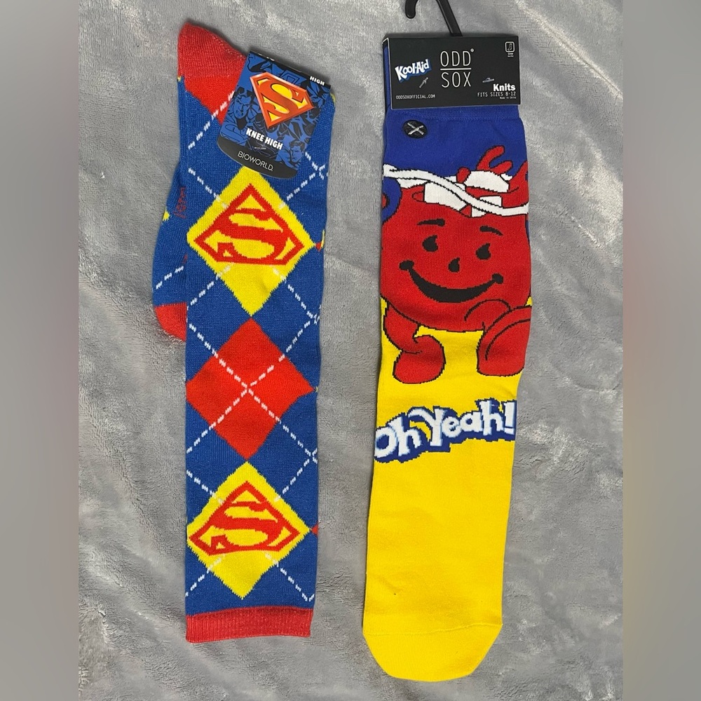 Kool-aid and Superman crew socks
